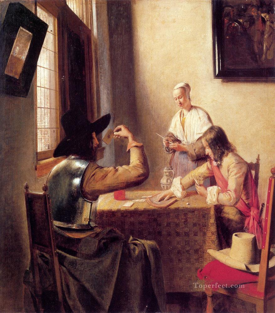 Soldiers Playing Cards genre Pieter de Hooch Oil Paintings